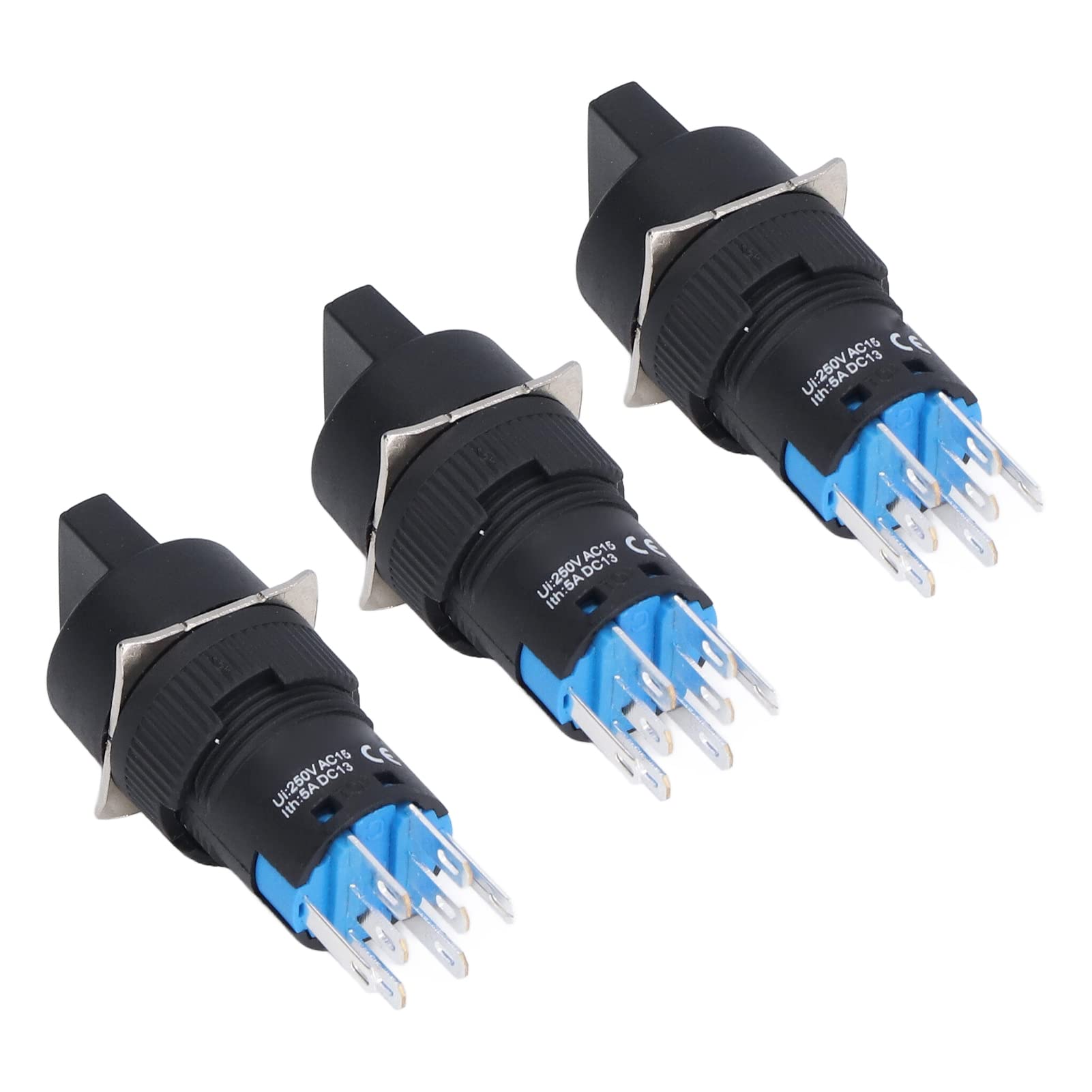 Cocoarm Selettore Rotativo a 3 Posizioni 16mm AC220V Luce Verde Contatto Argento Comando Rotondo Autobloccante per Macchine Utensili, Attrezzature Tessili e Operatori (AC/DC24V)