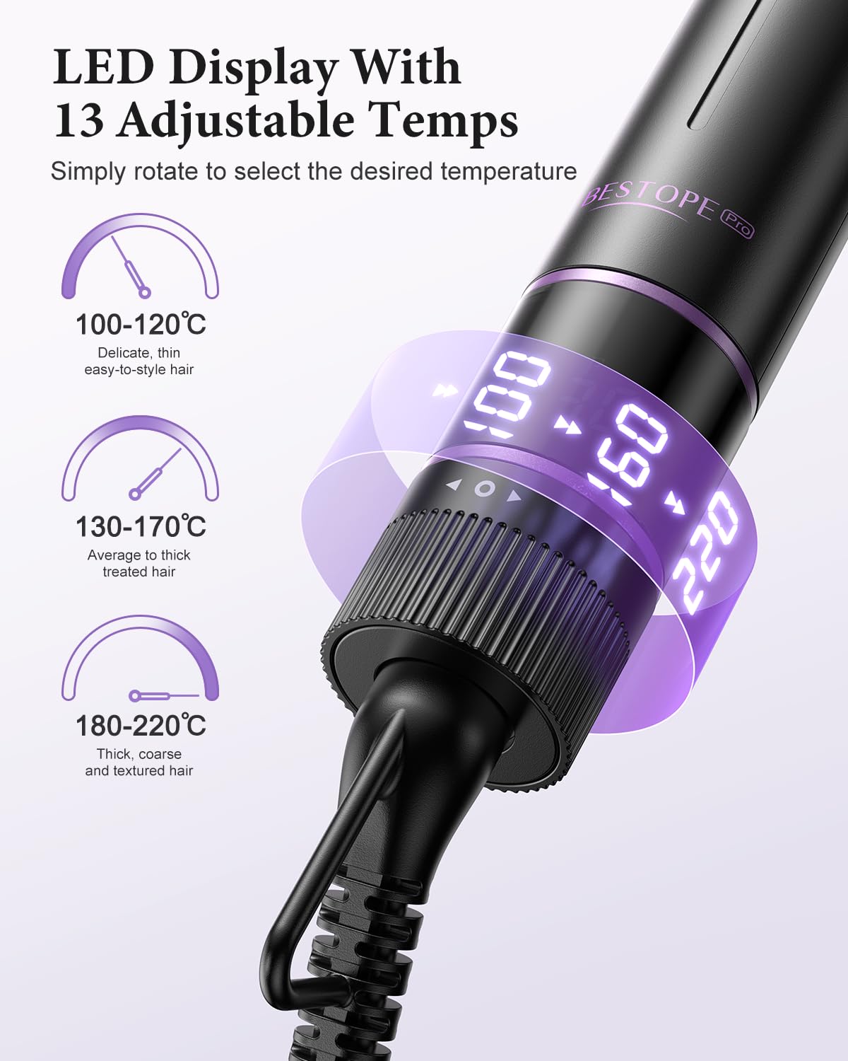 BESTOPE PRO 5 in 1 Hair Curling Wand, Hair Curler Set including Thermal Brush and Hair Straightener - Image 3