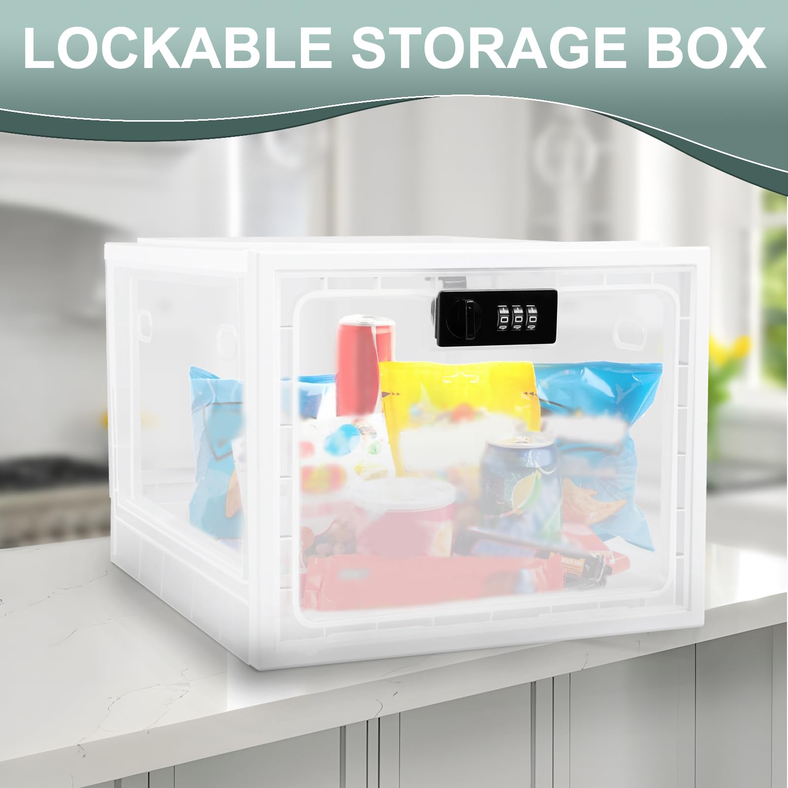 MABCIRY Medicine Lock Box, Lockable Storage Box for Food Medication Phone Safety, Lockable Storage Container with Combination Lock, Lockable Storage Cabinet, Locking Box for Home School Office