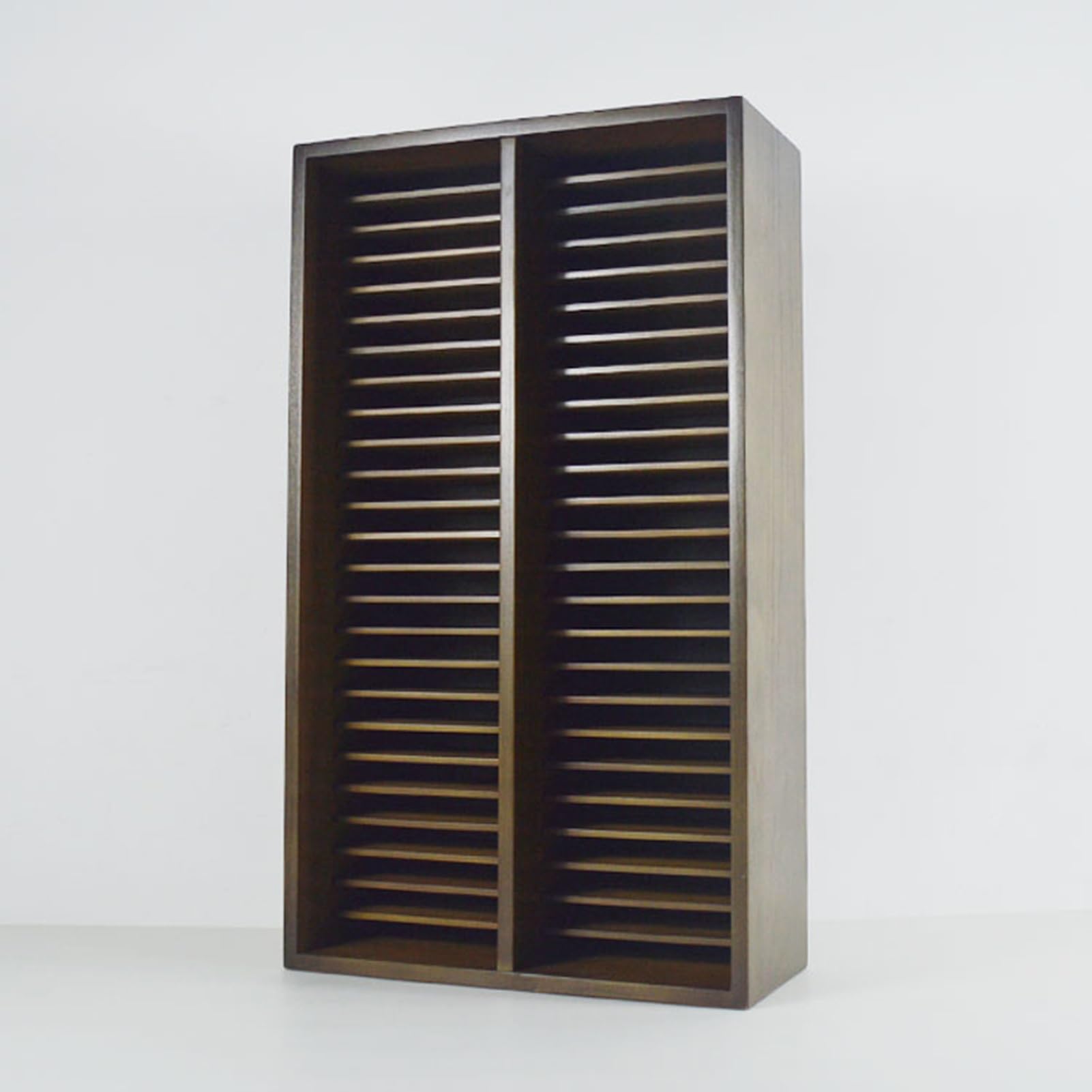 CD Holder, Black Walnut Color CD Jewel Cases Organizer for Table or Wall Mount, DVD Holder Rack CD Storage Shelf, CD Collection Display Rack Holds 50 CD Cases