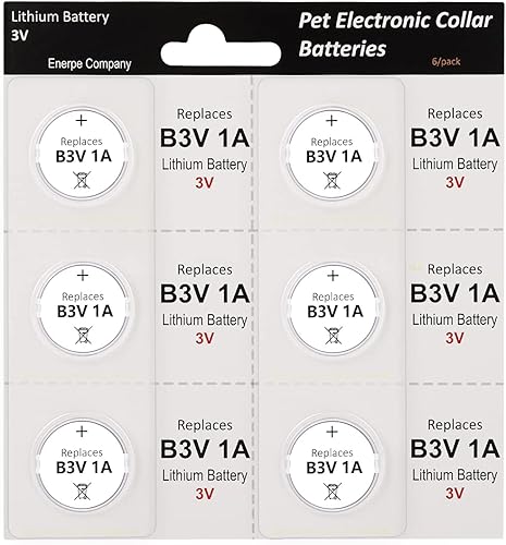 B3V - Batería de repuesto de 1A de alta capacidad, compatible con collares electrónicos de alta tecnología de MS-4 y MS-5, paquete de 6
