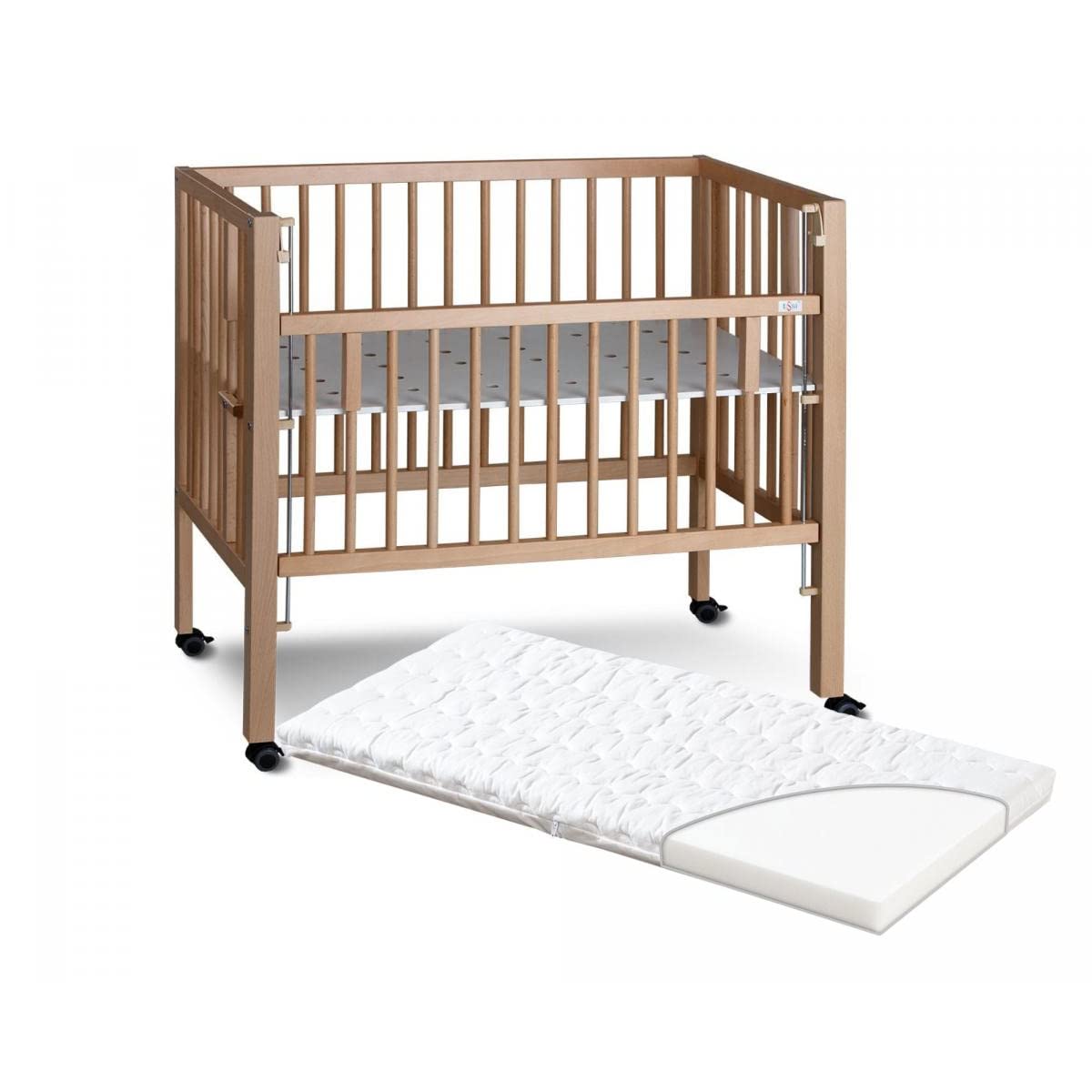 TiSsi Lit Maxi Boxspring Bois Naturel avec Matelas 90 x 50