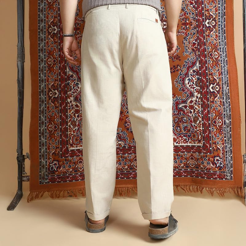 Image of Instafab Plus Men's Trousers for Casual Wear | Mid-Rise | Regular Fit | Button Closure | Plus Size Trousers Crafted with Comfort Fit for Everyday Wear