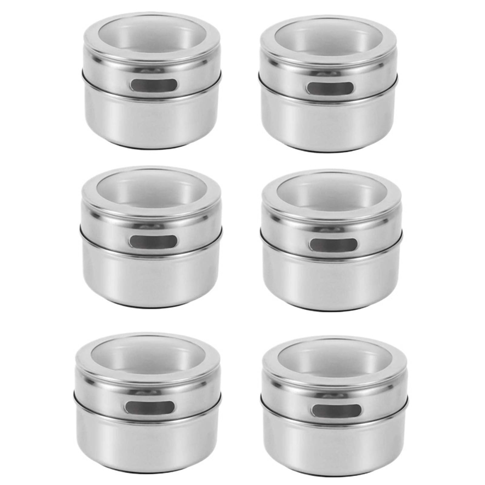Contenitore per spezie in acciaio inossidabile Spezie magnetiche con barattoli in acciaio inossidabile montati a parete coperchio e piccoli fori for cospargere senza ruggine, facili da pulire(6pcs)