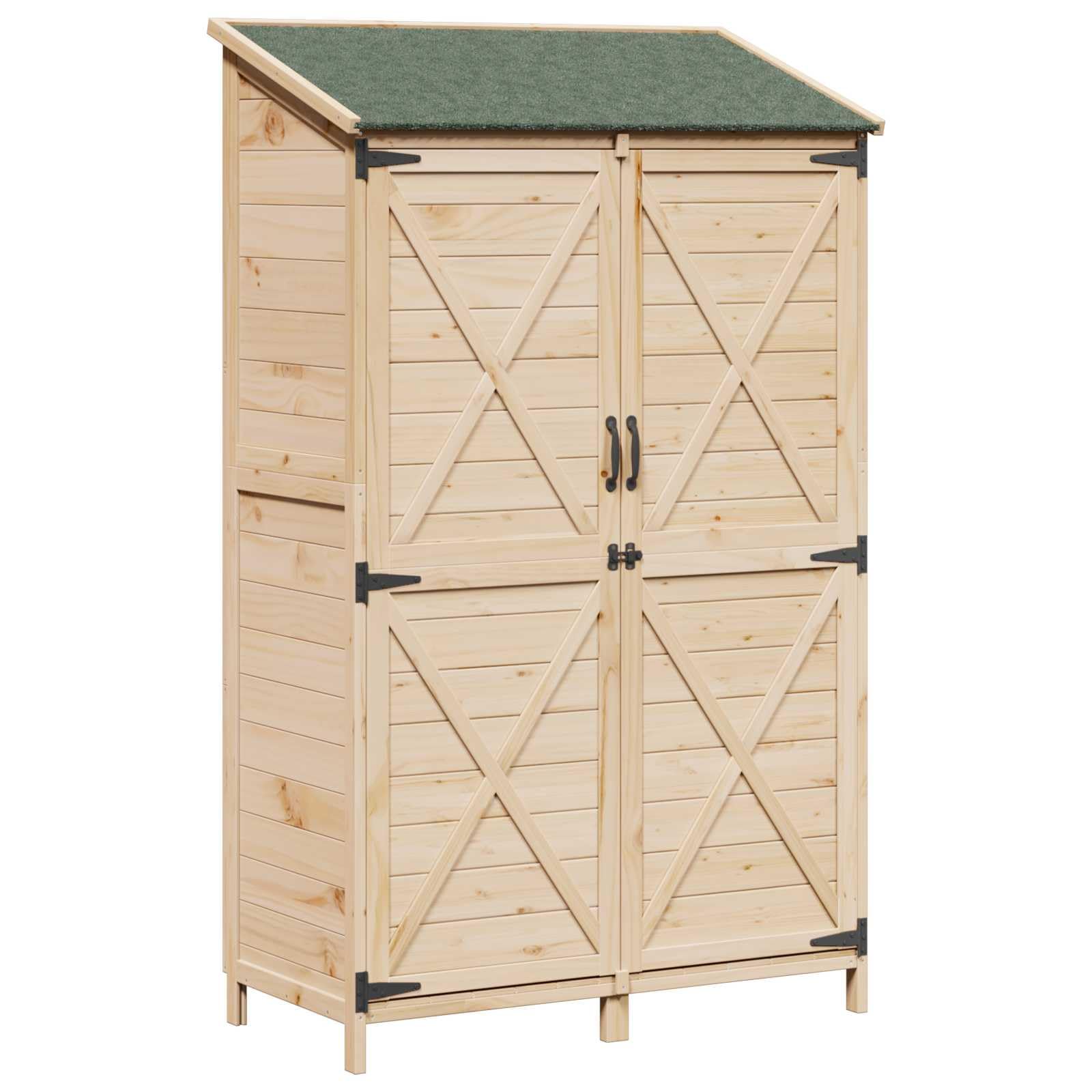 Abri de jardin naturel en bois d'ingénierie 106x56x176,5 cm pour rangement d'outils