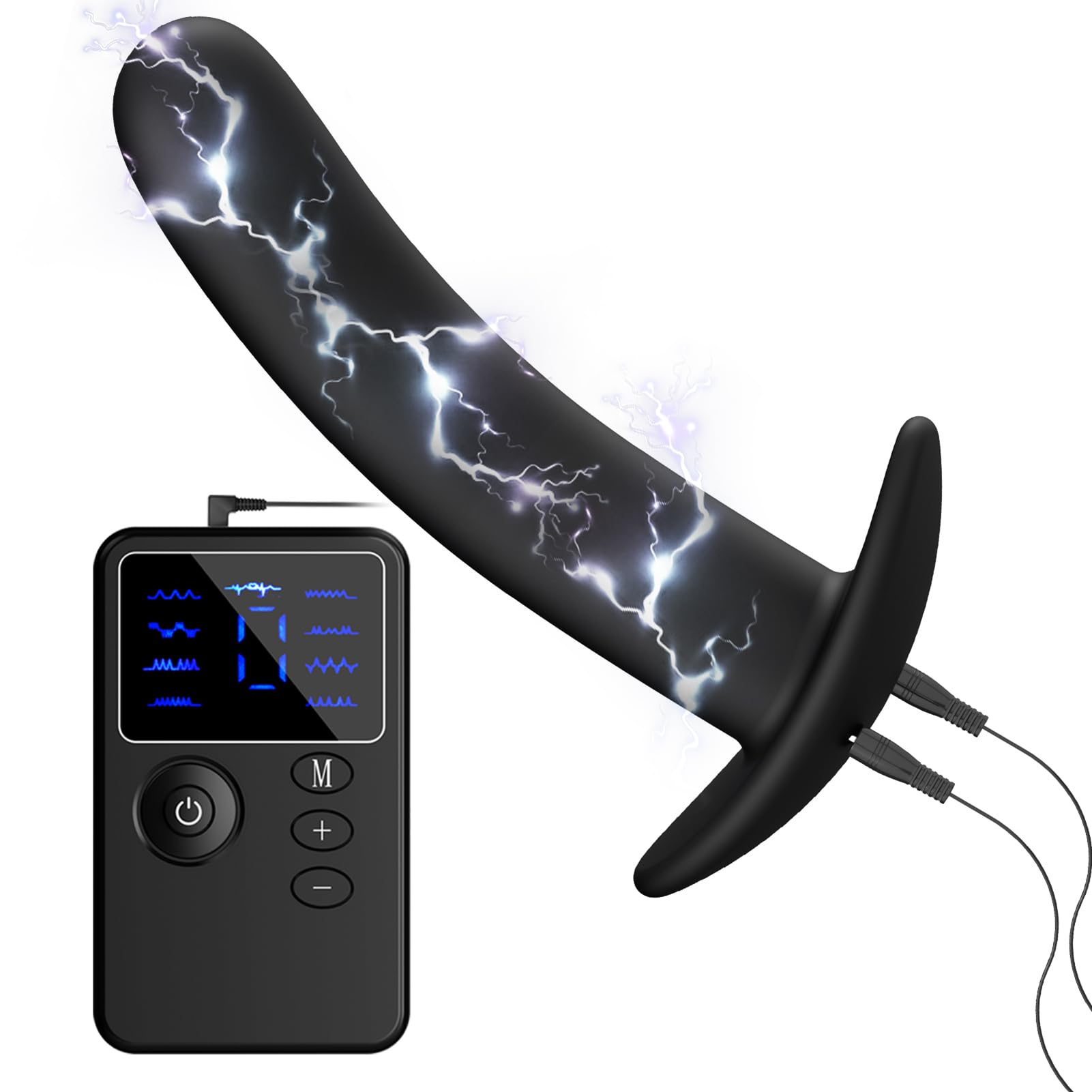 Estim Prostate Massager with 9 19 Settings Large Silicone Butt Plug for Men Anal Stimulator Dilator for Electro
