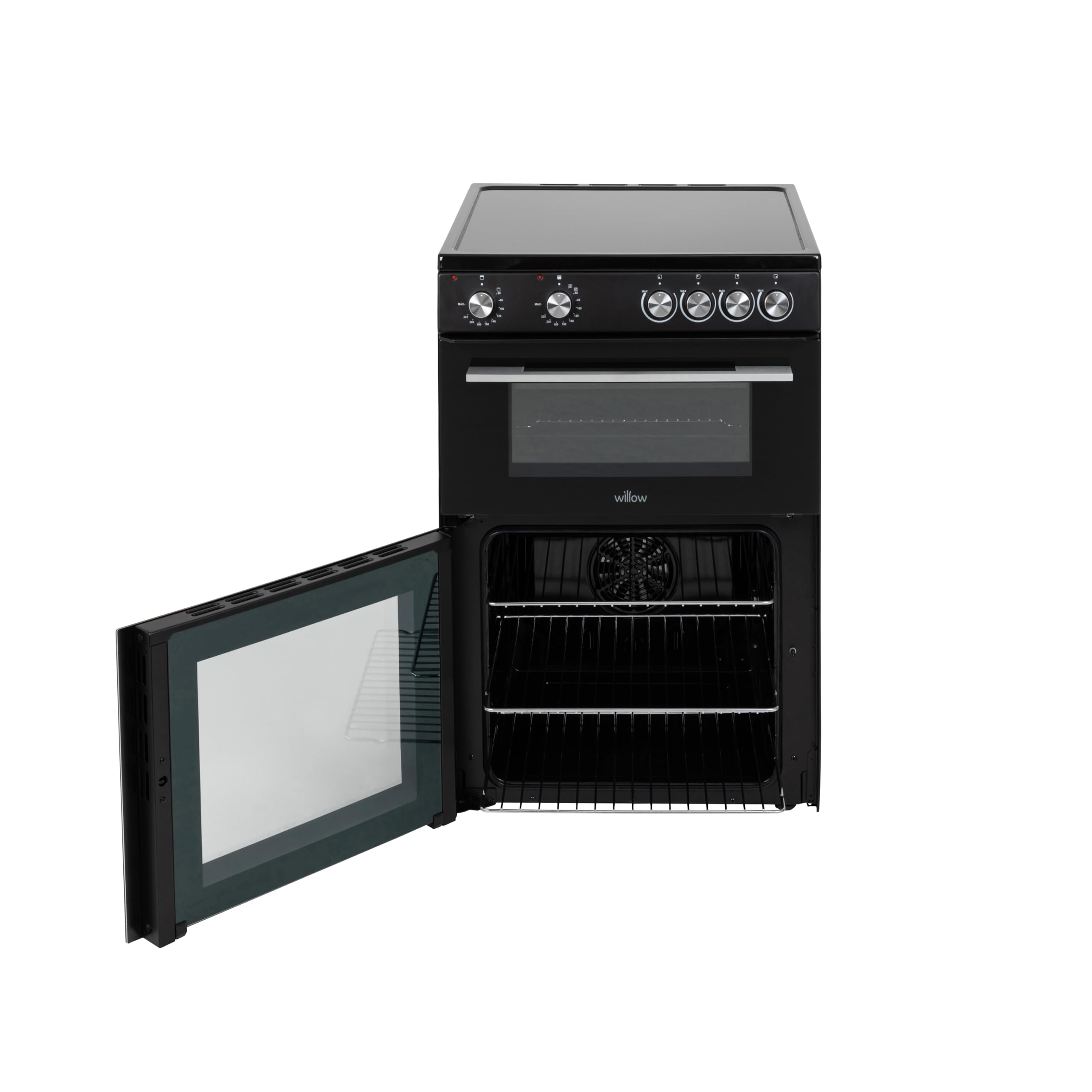 Willow WT60CCB 68L Freestanding Electric Cooker, Twin Cavity Cooker with Ceramic Hob and 31l Grill Cavity, 2 Years Warranty - Black — view 5