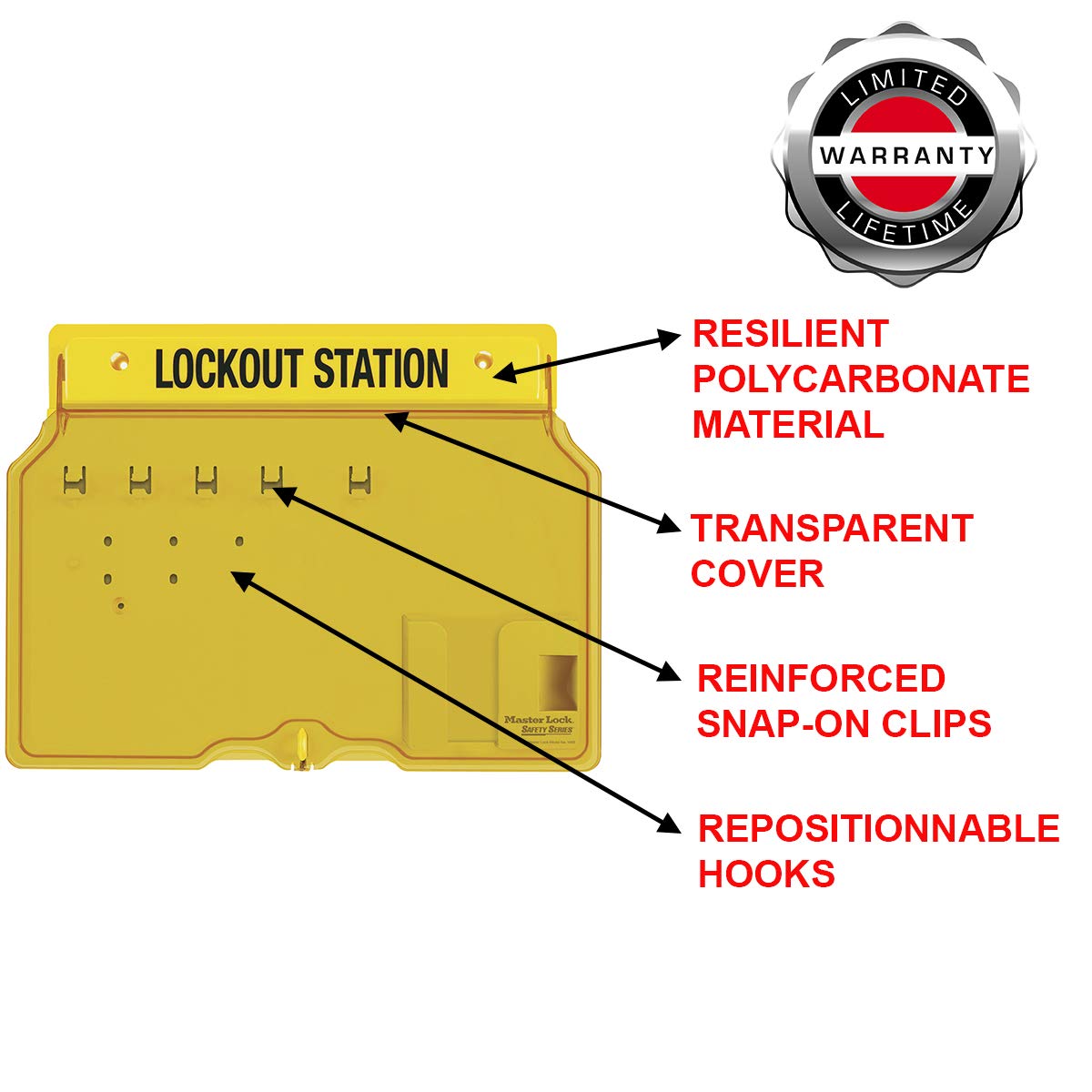 Master Lock 1482B Lockout Tagout Lucchetto Station, giallo, vuoto