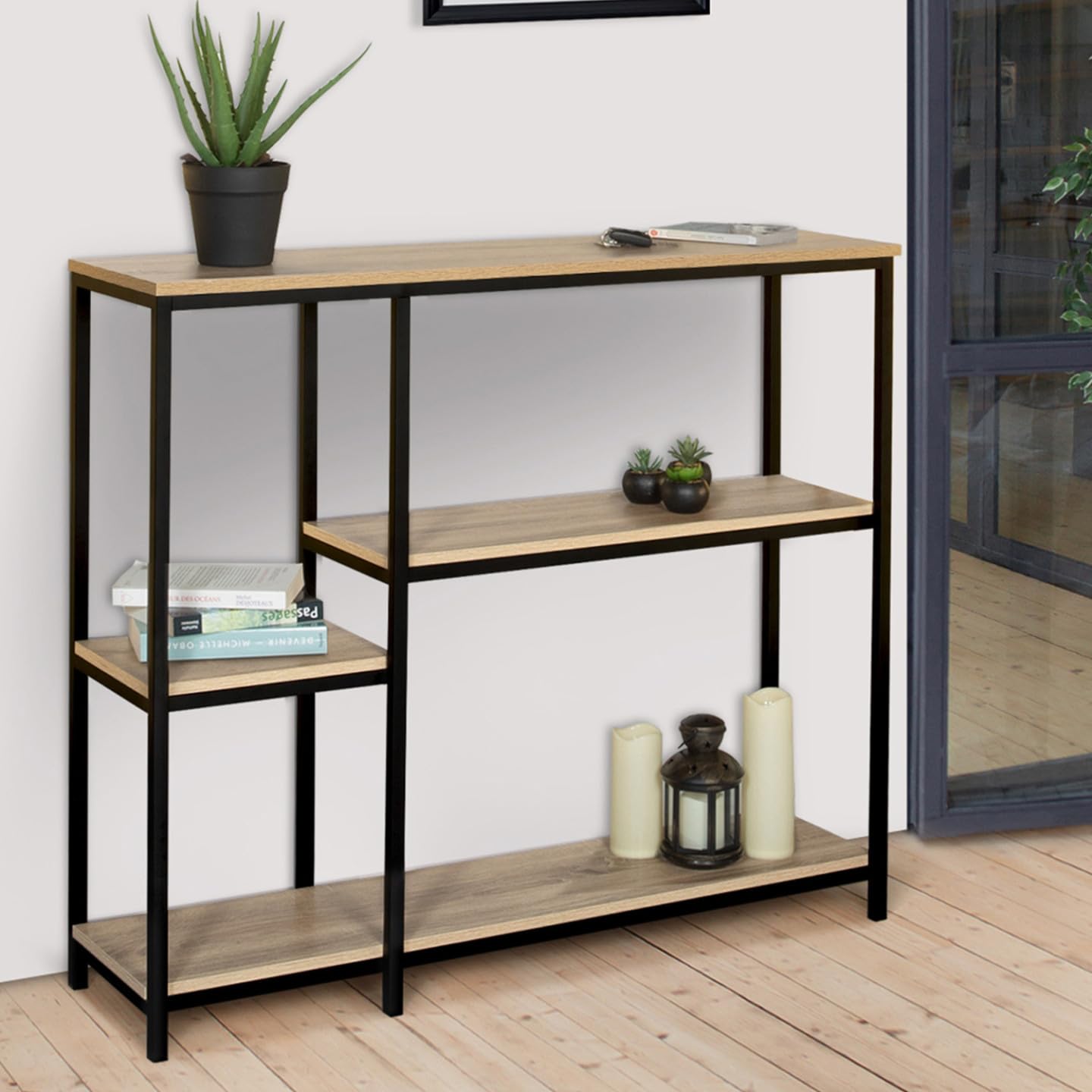 IDMarket - Console étagère bibliothèque DETROIT design industriel