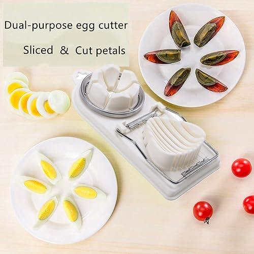 Miniatura 3 de Cortador de huevos duros para huevos duros, cortador multiusos de huevos hervidos, alambre de acero inoxidable con 2 estilos de rebanar, para queso,
