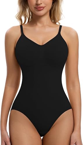 ONEW Shapewear Body Damen Bauchweg Miederbody Body Shper V-Ausschnitt Figurformender Camisole Bodysuit Top