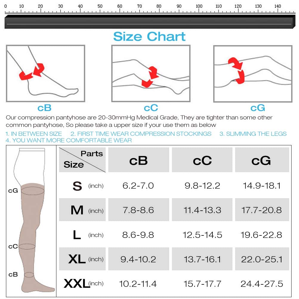 Medias de compresión médicas para mujer 20-30 mmhg, medias de compresión opacas, manguera de apoyo graduada para venas vercosas edema presión gradiente, XL, Color beige.