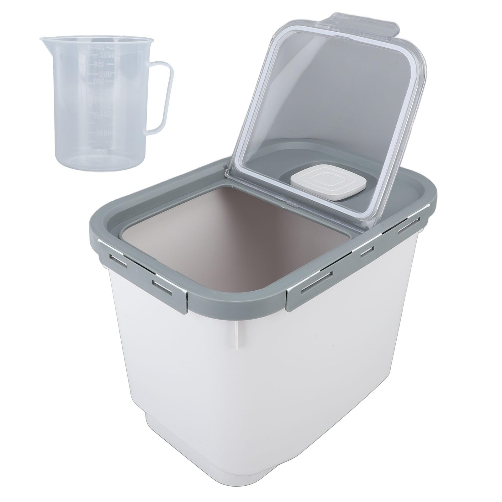GOWENIC Contenitore per Riso Trasparente di Grande capacità con Ruote |Contenitore per Farina con Chiusura Ermetica da 22 Libbre, Durevole in PP per Uso Alimentare per l'organizzazione della (WHITE)