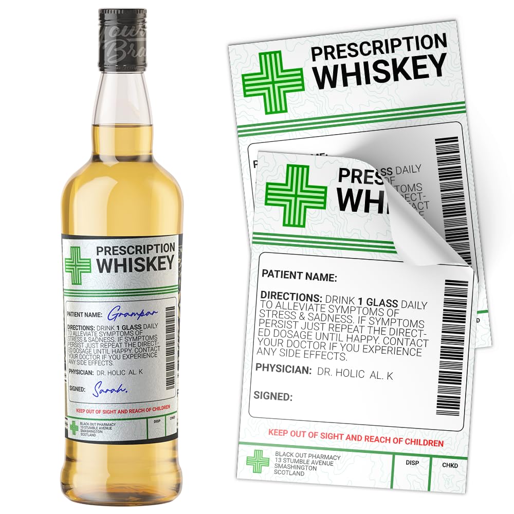 Whisky Prescription Medical Alcohol Bottle Gift Funny Drinks Sticker Label (1)