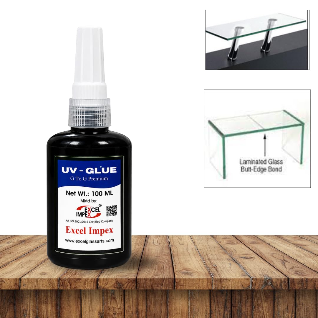 Excel Impex UV Glue G to G Premium 100ML | High-Strength UV Adhesive for Glass-to-Glass Bonding | Fast Cure Clear Glue for DIY, Industrial & Repair Use 1