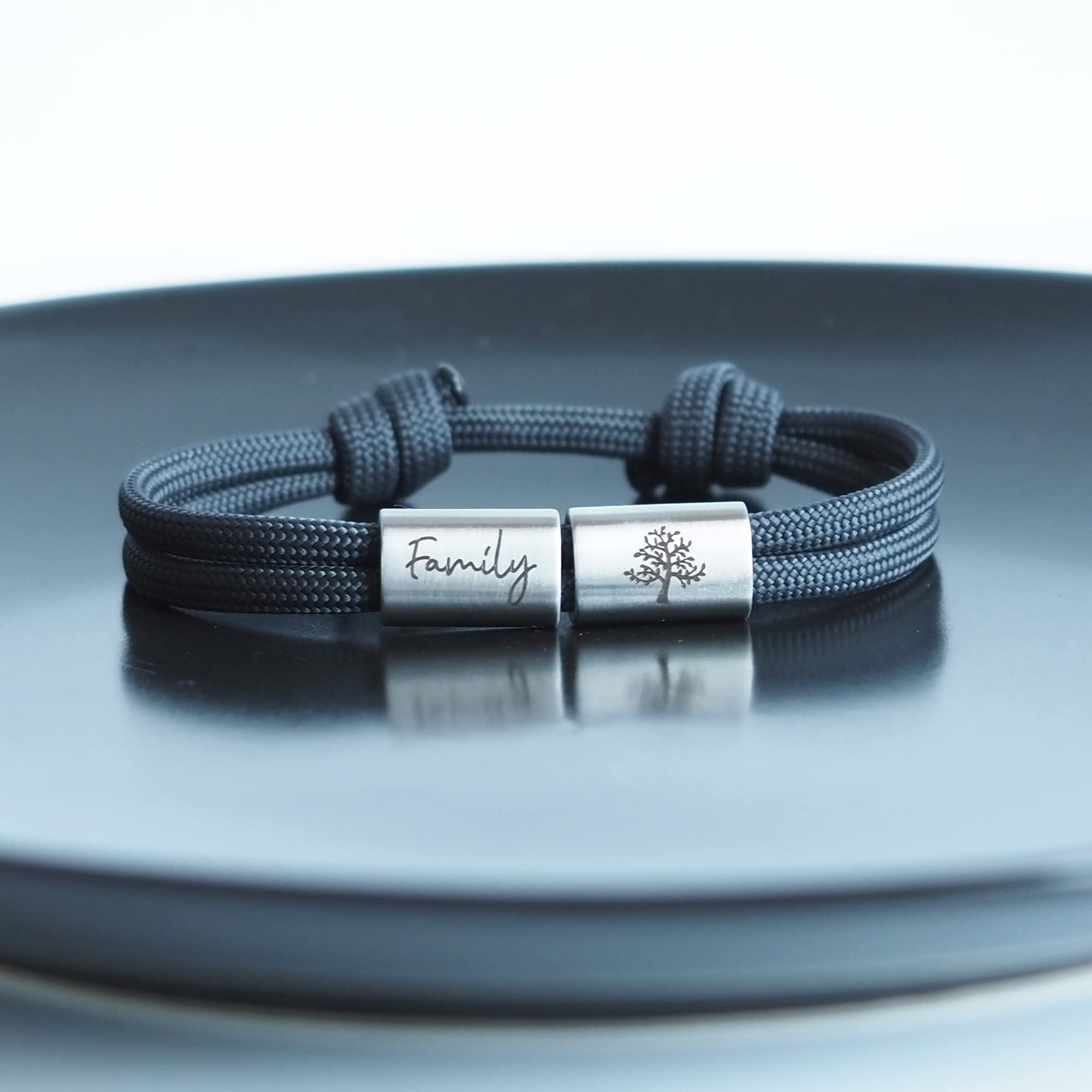 Familien Armband personalisiert mit Gravur, Wunschgravur, Segeltau Armband, Surferarmband, Edelstahl, Unisex,