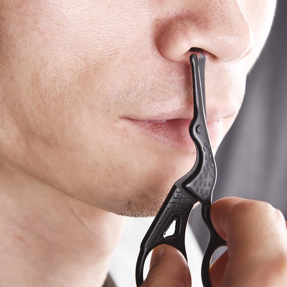 Nose Hair Scissors, Manual Round Tip Nose Scissor for Men, Black