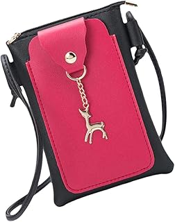 Bolsa transversal de poliuretano bolsa de telefone transversal para celular troca de ombro para telefone feminino (vermelho preto) feminina transversal pequena transversal pequena bolsa transversal pequena bolsa transversal pequena, Vermelho e preto, 18X13CM