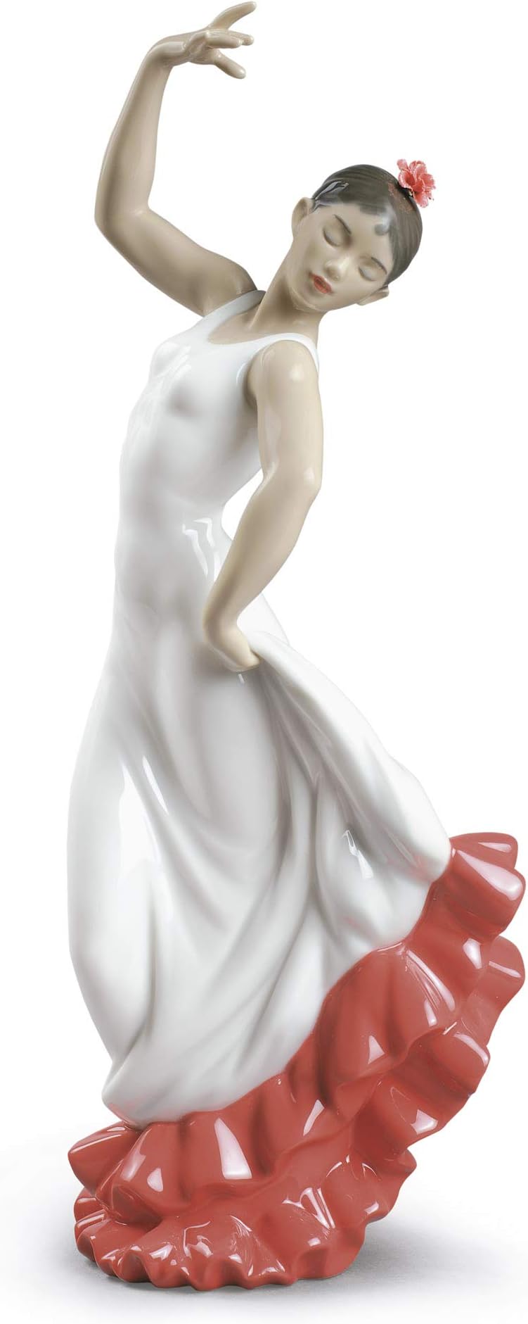NAO Spanish Art (White-Red). Porcelain Flamenco Figure.