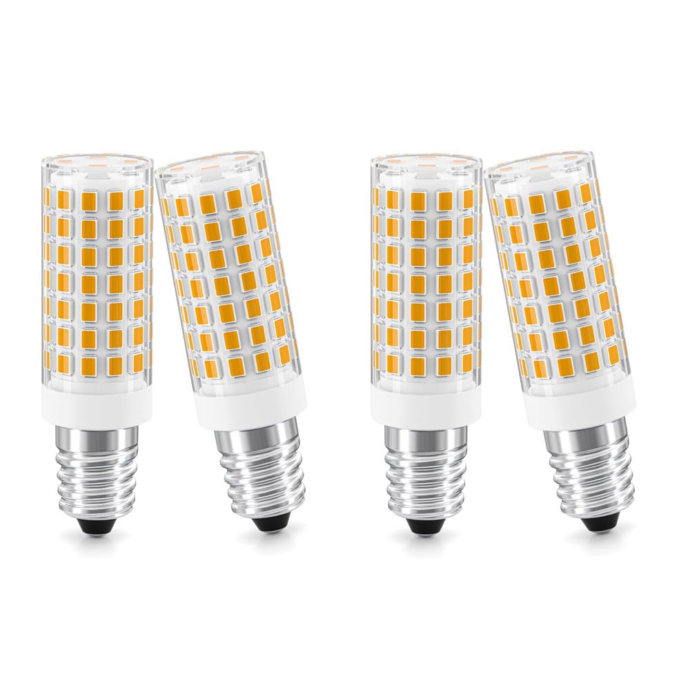 TASMOR E14 LED 5W Warmweiß Glühbirne, ersetzt 50W Halogenlampe, Nicht dimmbar für dunstabzugshaube Kühlschrank Schlafzimmer Wohnzimmer, 4er Pack