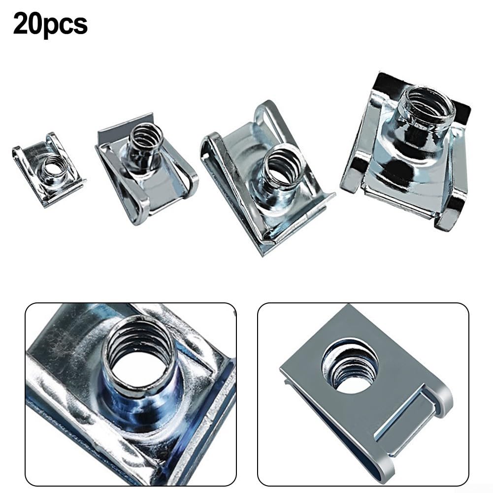 20 dadi per camino, clip a forma di guglia, dadi a U, fissaggio per pannello M5, M6, M8, resistenti, in metallo zincato, dadi di fissaggio (M5)