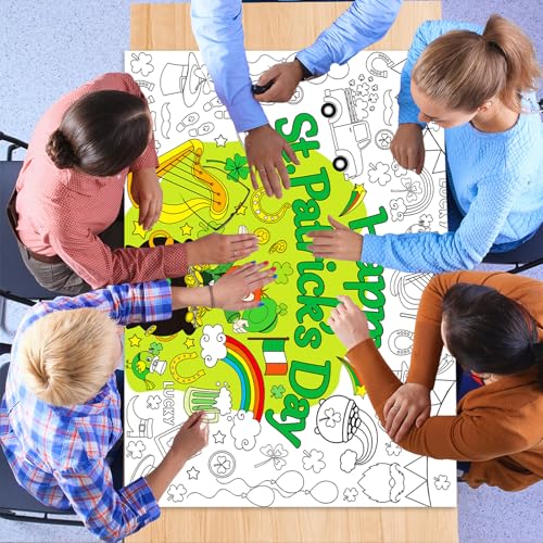 Image of St. Patrick's Day Coloring Books for Saint Patrick's Day Giant Coloring Poster Large Coloring Tablecloth Huge Table Cover for Home Party Supplies Favor 31.4 x 43.3 Inch