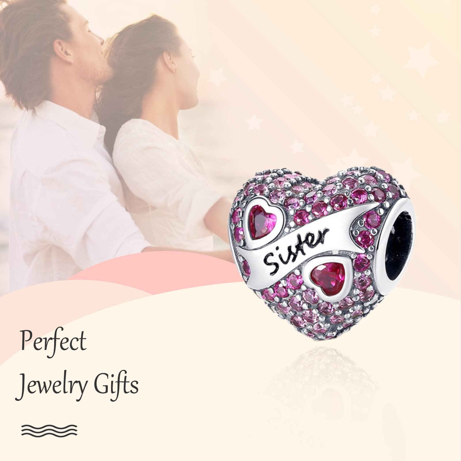 Annmors Charm Mère Fille Famille Amis pour Femme Argent Sterling 925 Breloque Bracelets Colliers Pendentifs