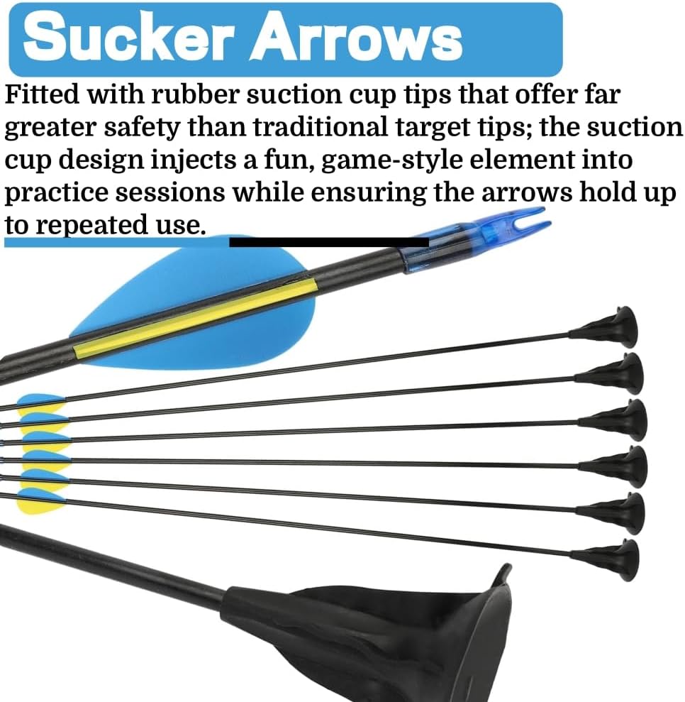 Safe Archery Practice Sucker Arrows - 6/12PCS Fiberglass Build with Suction Cup Tips, Ideal for Shooting Games and Skill Drills