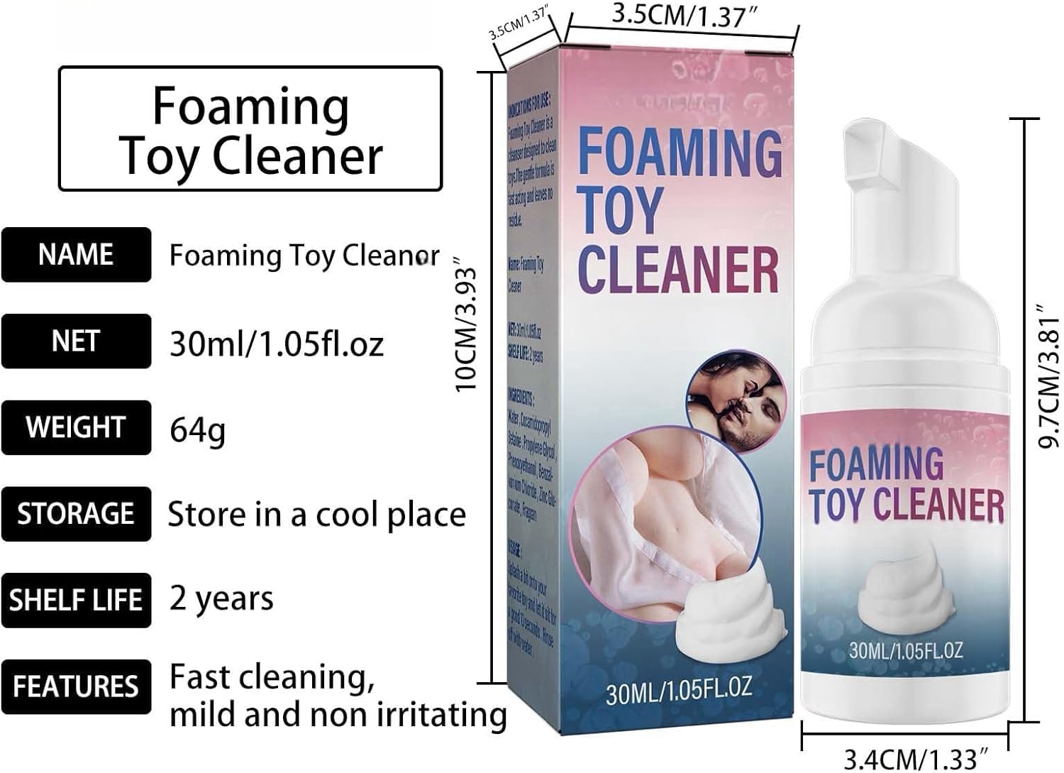 Fresh Foaming Toy Cleaner, detergente a secco in schiuma per giocattoli – Qualità premium, schiuma delicata e non irritante, per una pulizia efficace, 30 ml (2 pezzi)