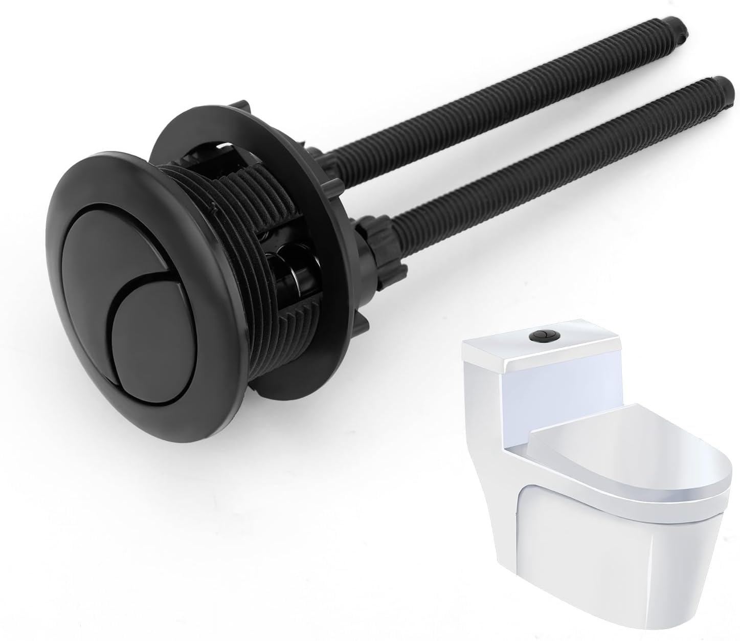 Botón Descarga Inodoro Repuesto 38mm, Pulsador Doble Descarga Ajustable para Abertura 38-45mm Tanque Universal Pieza de Reparación para Baño del Hogar (Negro)