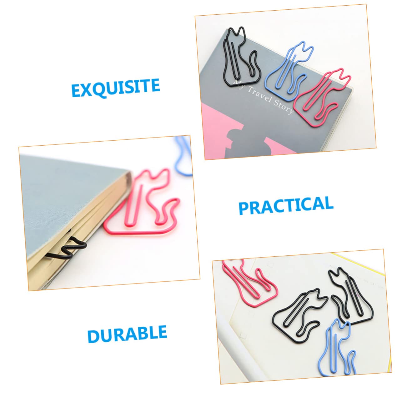 60 Stück Büroklammern Katzenform - Bunte Metall-Klammern Für Dokumente