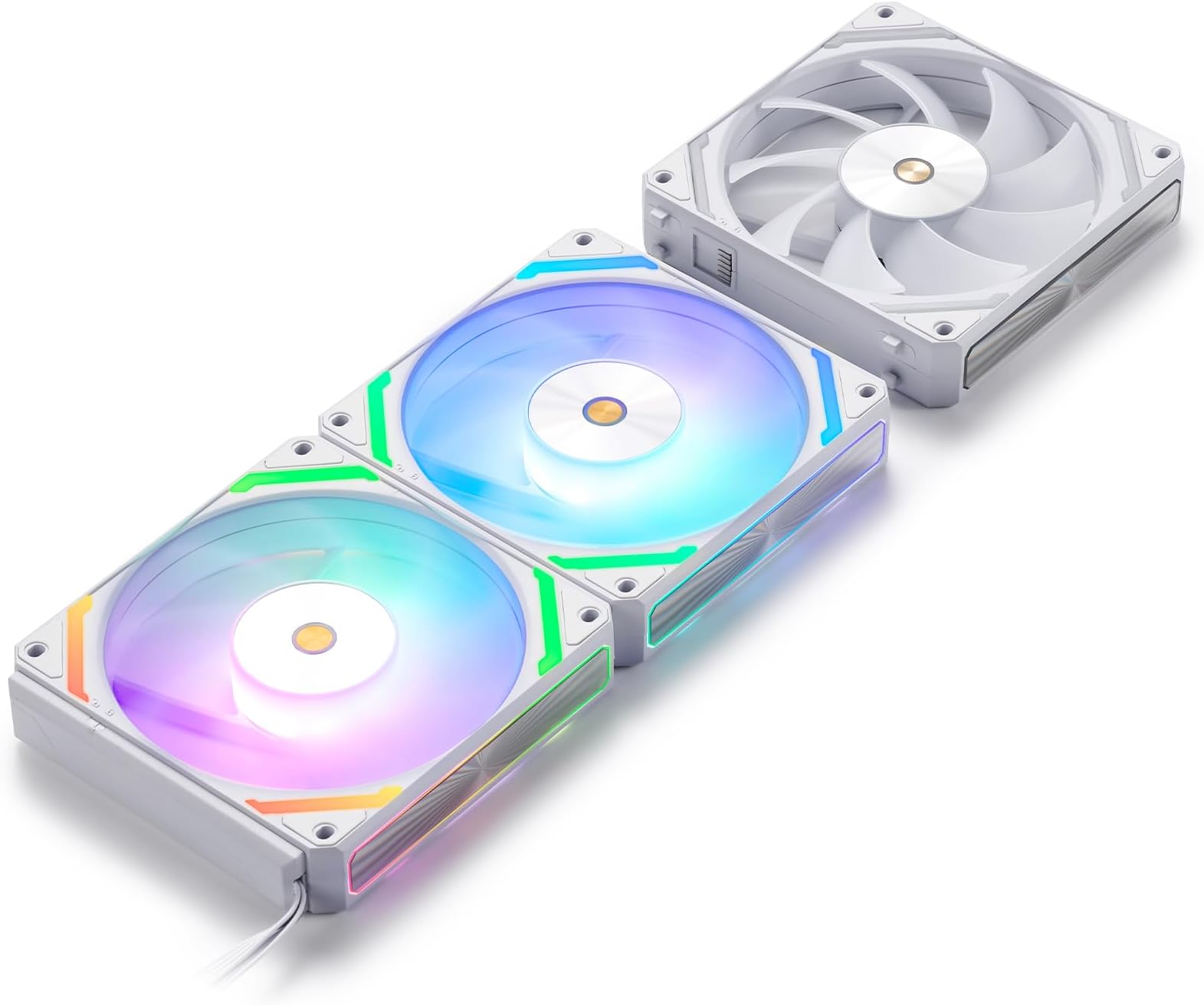 LTC CF-121D 120mm PC Case Fan, Daisy-Chain Connection, 5V 3Pin ARGB Lighting, 4 Pin PWM Case Fan, for Radiator/Computer Case Cooling, 120x120x25mm, 3 Pack, White