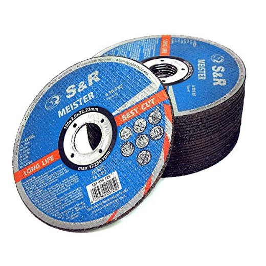 S&R Disco de corte 125 mm para Metal y Hierro 125 x2, 0x22, 23 mm A30 S-BF para uso profesional. Juego de 25 discos 125 metal para amoladora angular.