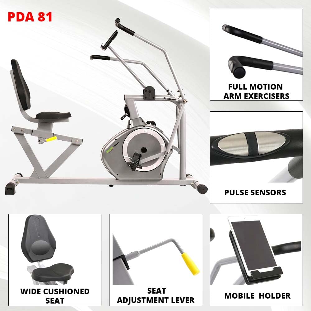 Propel FitnessOne PDA 81 Seated Recumbent Exercise Bike with Dual Action moving handle Arm Exerciser | Full-Body Workout for Adults & Seniors | 120 kg Capacity | 8-Level Magnetic Resistance | Adjustable Seat | 2