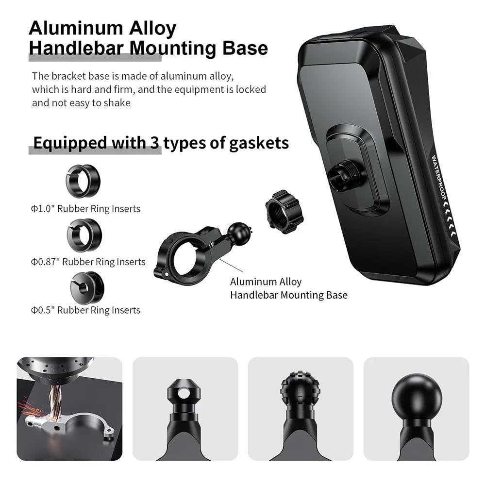 Soporte De Teléfono Moto Impermeable Porta Bicicleta 360° Universal Bolsa Anti-Temblor Pantalla Táctil Visera para 4.7"-7.0"(Fast Release Version)