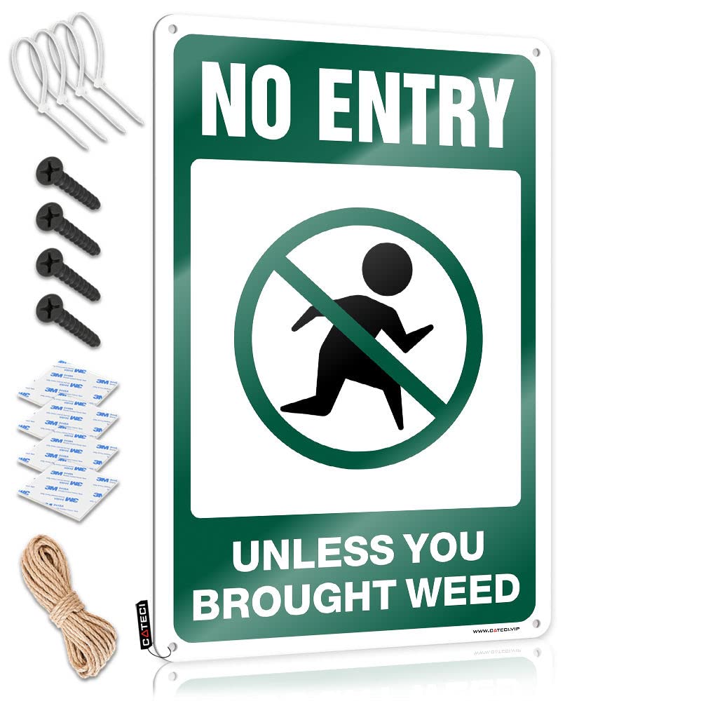 Coffee Decor For Kitchen Tinplate Sign Bathroom Rules Quotes Flat Print Tin Art : Western Glam & Cool Room Guys - No Entry Unless You Brought Weed(20X30CM)
