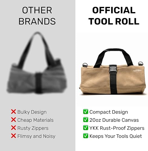 Miniatura 5 de Bolsa enrollable de herramientas oficial Voyager  Bolsa enrollable de 5 bolsillos fácil de transportar  Lona duradera de 20 onzas, cremalleras YKK