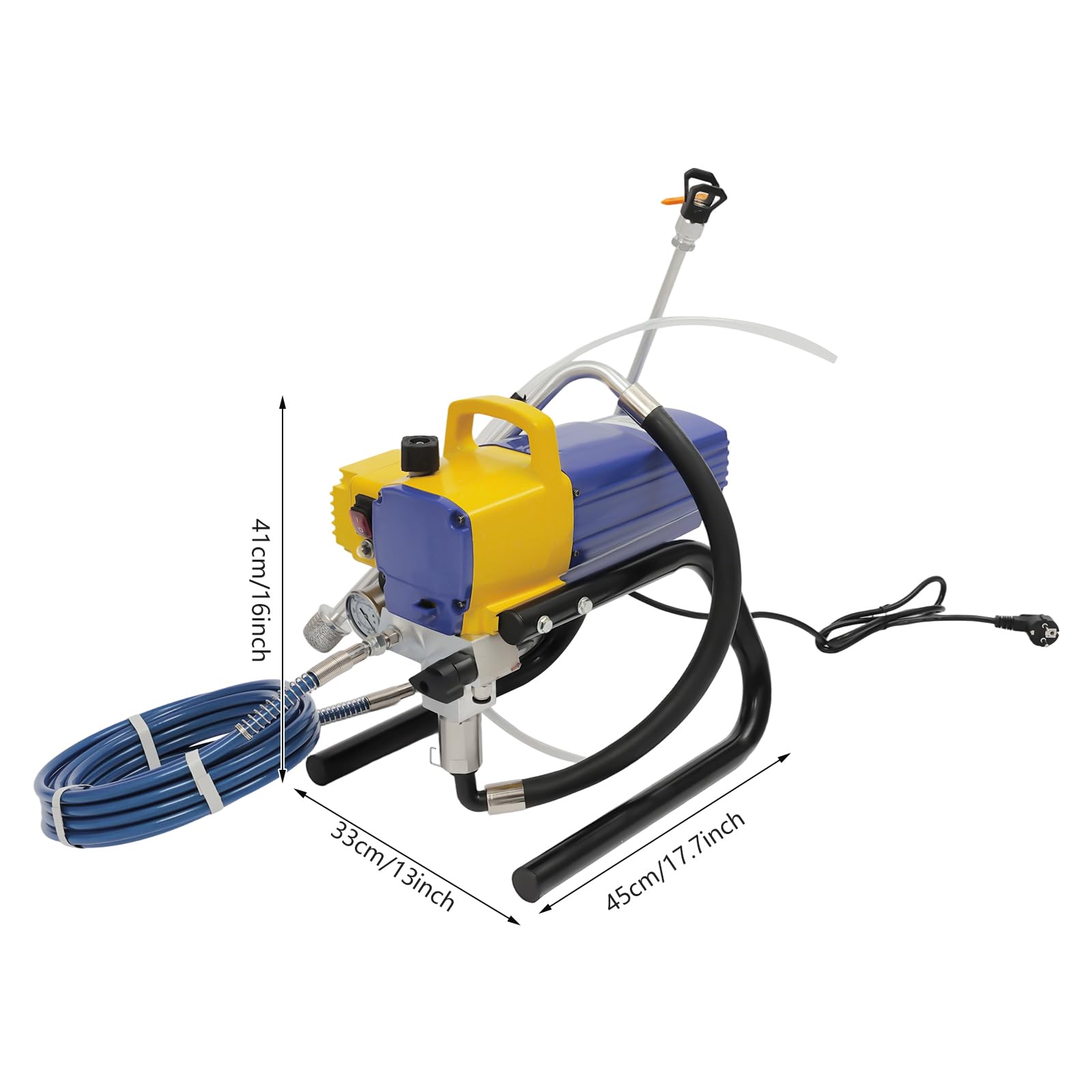 Pulverizador de pintura para pared, sistema de pulverización de pintura sin aire, pistola de pintura eléctrica con manguera de alta presión de 9 m, 1800 W