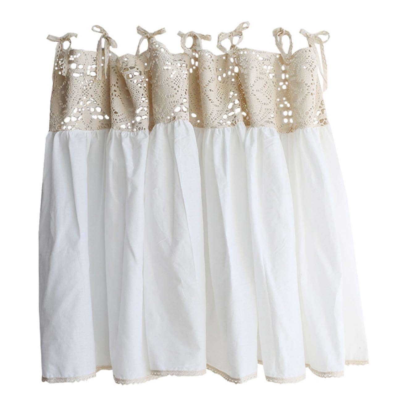 Rideau Suspendu en Coton Blanc Demi-Rideau Court 120 X 63 CM pour Fenêtre
