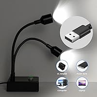 Vista 5 de Juego de luces de cuello de cisne con soporte de brazo articulado para microscopio, soporte de lente de montaje en C de doble cuello de cisne