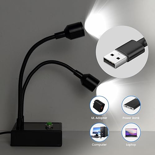 Miniatura 5 de Juego de luces de anillo de brazo articulado para microscopio, 64 luces LED de anillo de montaje en C, abrazadera ajustable de 1.024 in-2.047 in,