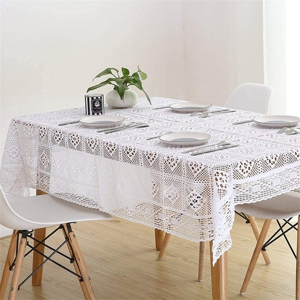 Nappe dentelle blanche 240x260 cm antitache rectangulaire