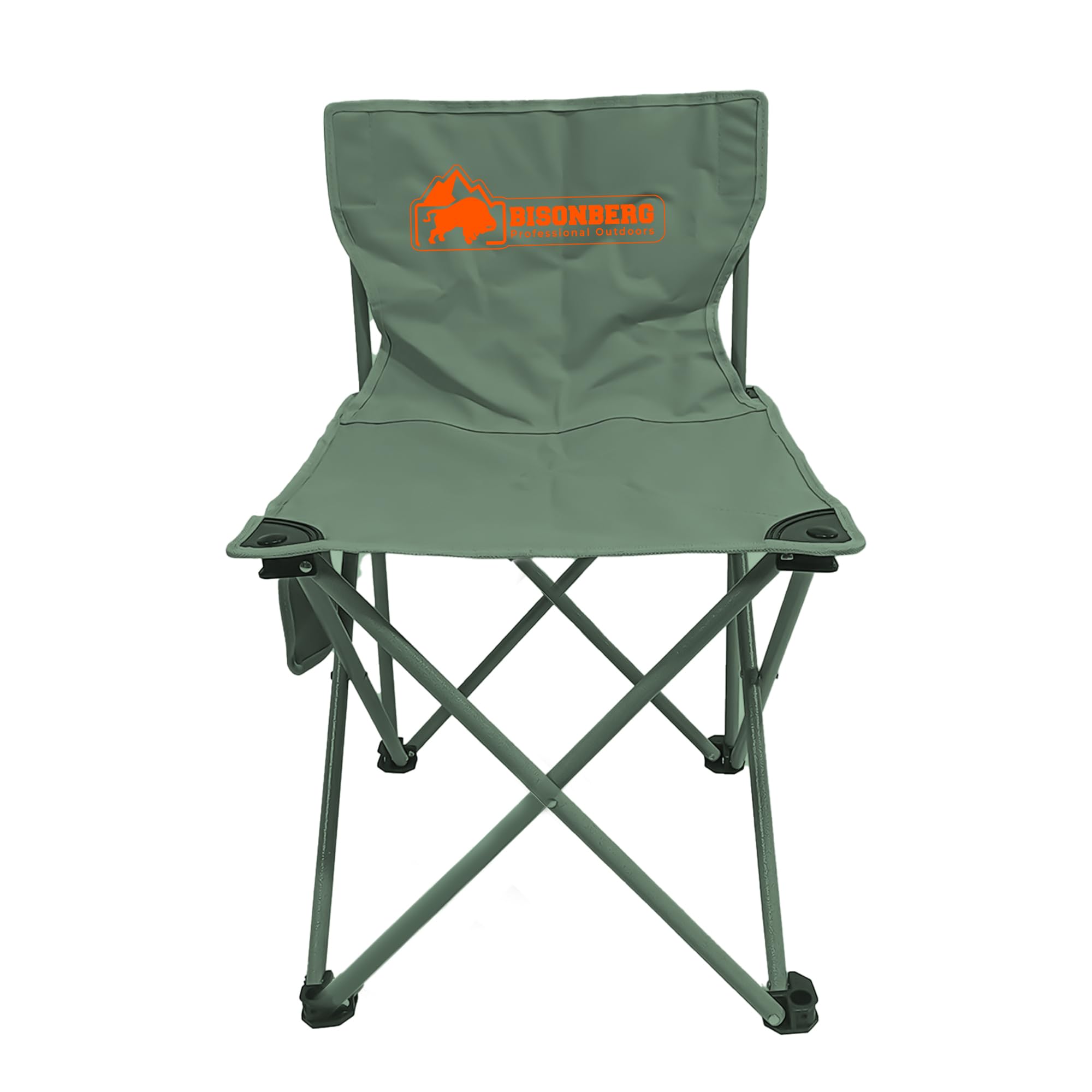 BISONBERG Outdoor Folding Camping Chair - Portable Foldable Nylon Base Fabric, Camping, Fishing, Hiking, Travel, Picnic, Beach - Square Shape Pack of 1, Green