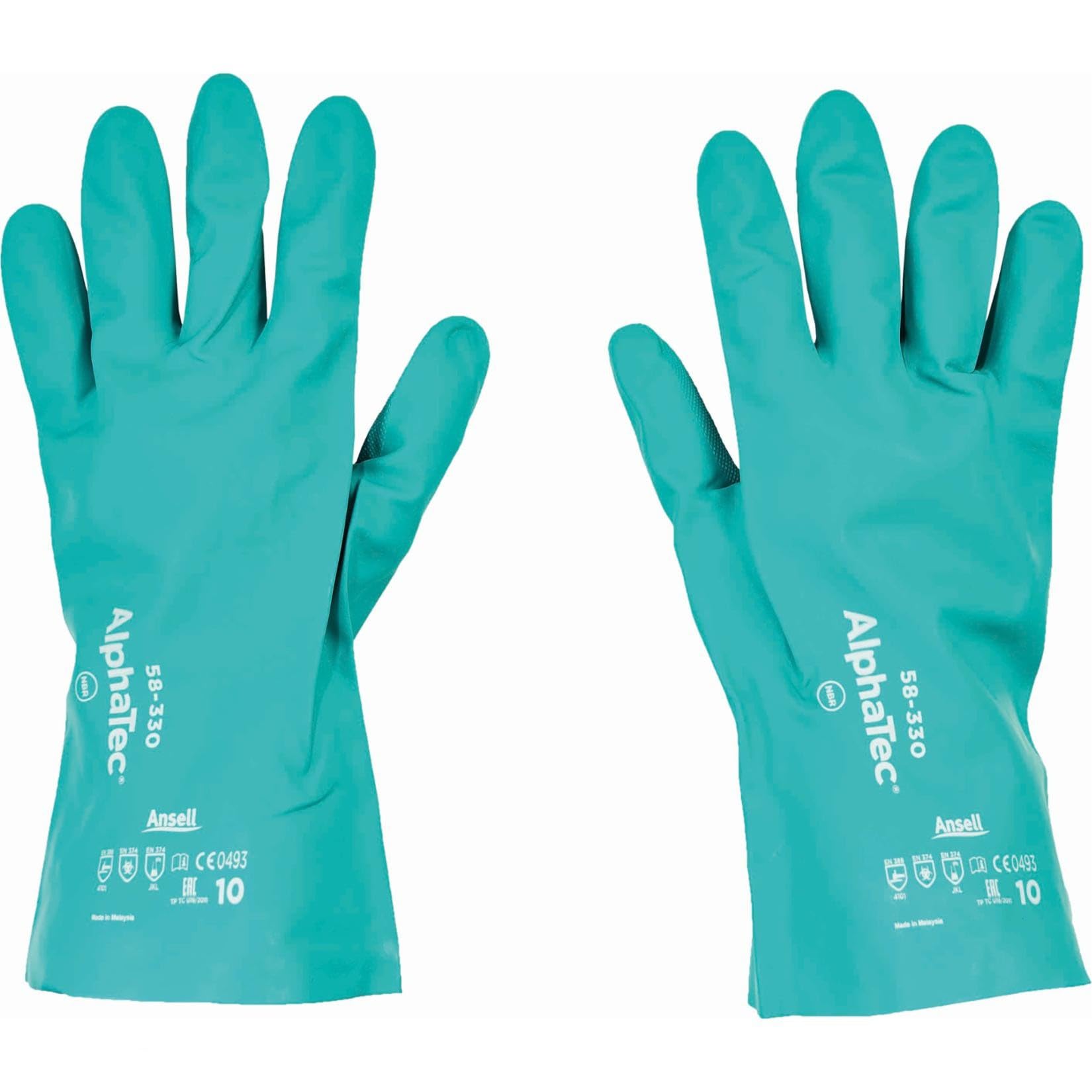 Ansell AlphaTec 58-330 Guantes Nitrilo Resistentes Productos Químicos, Compuesto de Nitrilo de Alto Rendimiento, Guante de Trabajo Hombre Mujer, Verde, Talla XL (12 Pares)