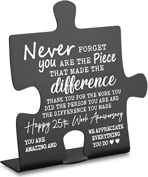 25th Work Anniversary Decor Gifts for Women, Men, Thank You Appreciation 25Year Work Anniversary Plaque Gifts for Employee, Him, Her, Happy 25th Work Anniversary Decorative Signs YP233