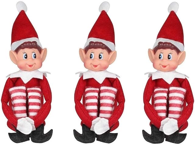 Elves Behavin' Badly 12 Inch Long Leg Soft Body Vinyl Face Elf with Hat & Tag (12 Inch. 3-Unit)