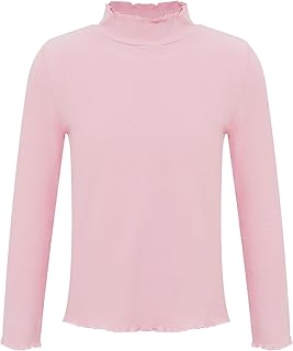 Camiseta Interior De Manga Larga para Niñas Camiseta Térmica Tops Casual Cuello Alto Ropa Interior De Color Sólido Ropa De Invierno Otoño