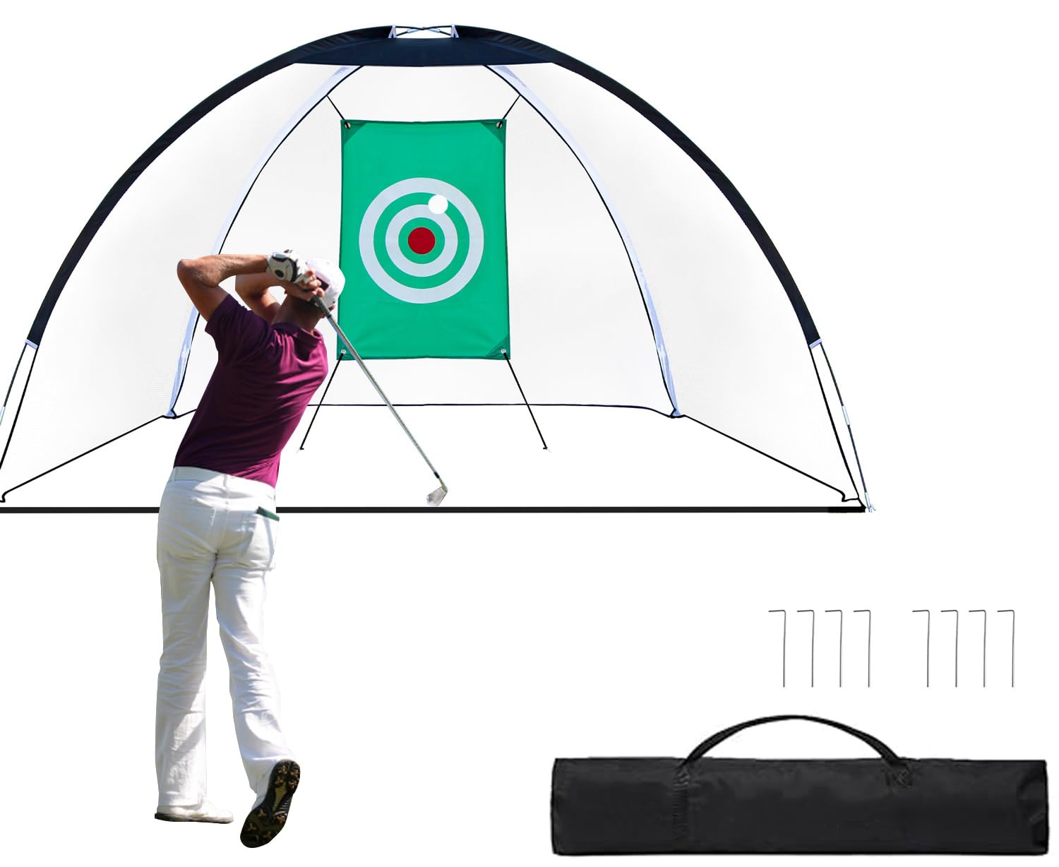 OYE Red de golf con objetivos de entrenamiento de swing y bolsa de transporte, 320 x 180 x 195 cm, red de golf con diana
