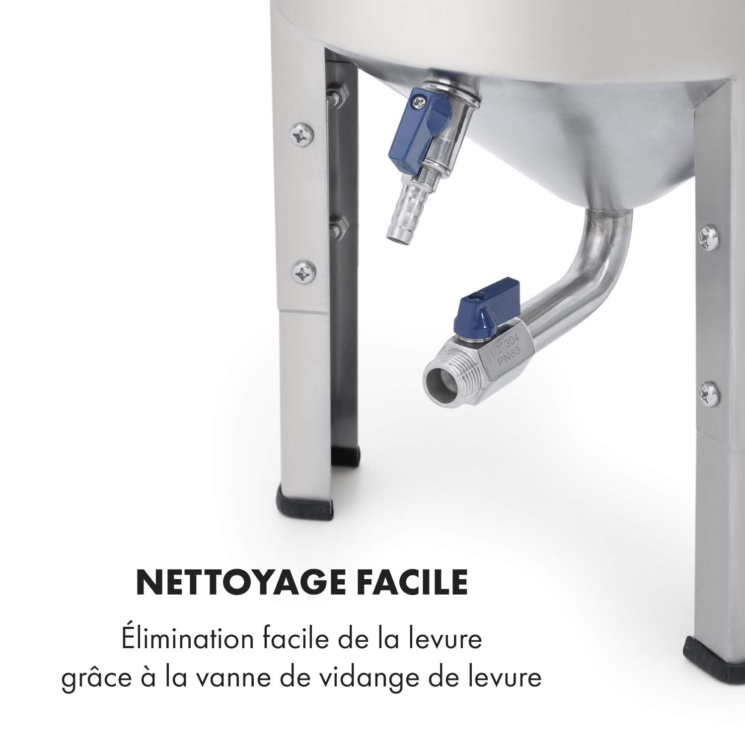 Klarstein Gärkeller Pro - Cuve de fermentation, Bière artisanale, 30L de capacité, Comprenant un barboteur, Inox 304, Thermomètre jusqu'à 40 °C, Robinet de vidange, Argent