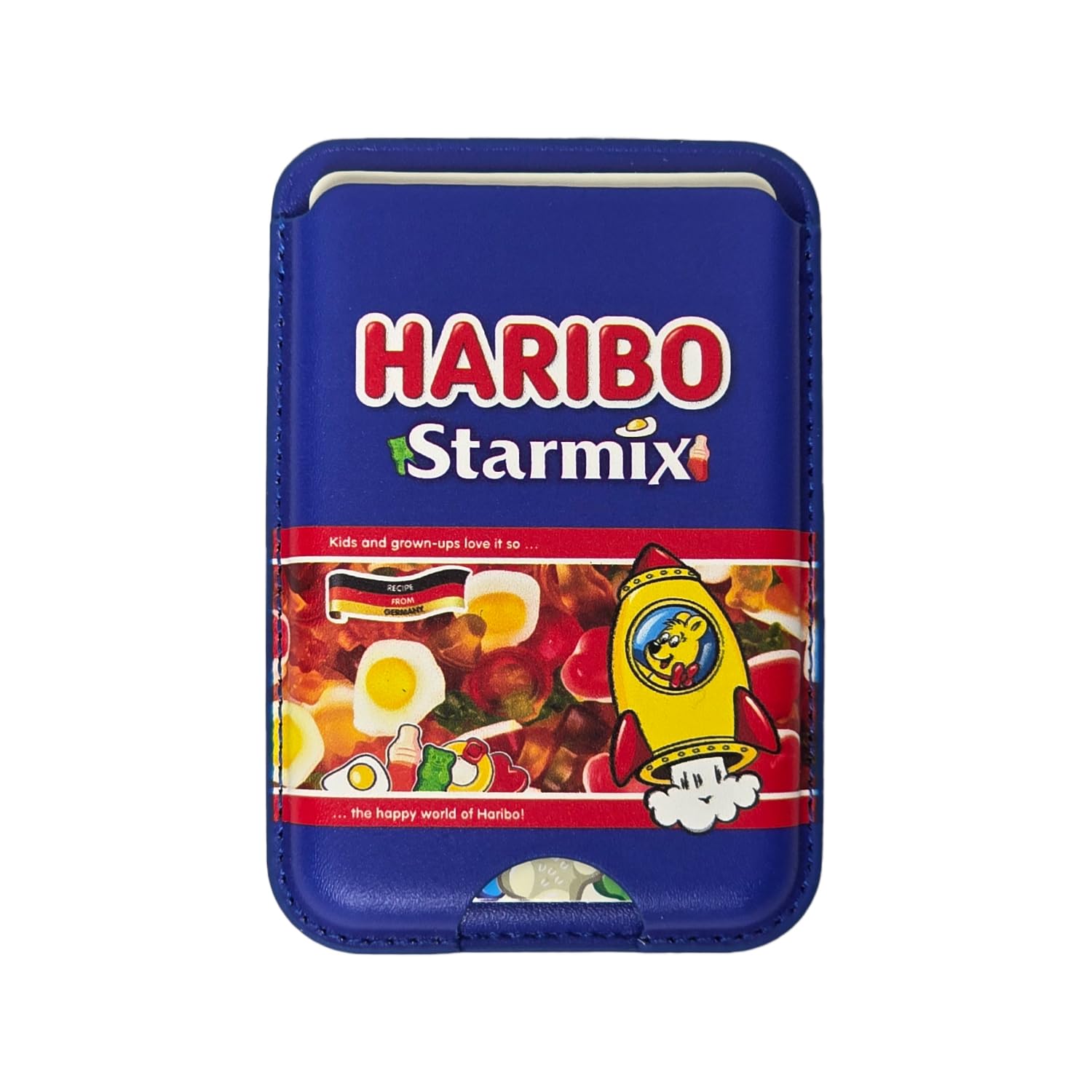 Haribo Magnetic Card Wallet Compatible with MagSafe, Slim PU Card Holder with Transit Card Recognition, Holds Up to 3 Cards, Strong Magnet, Built-in Locking Clip